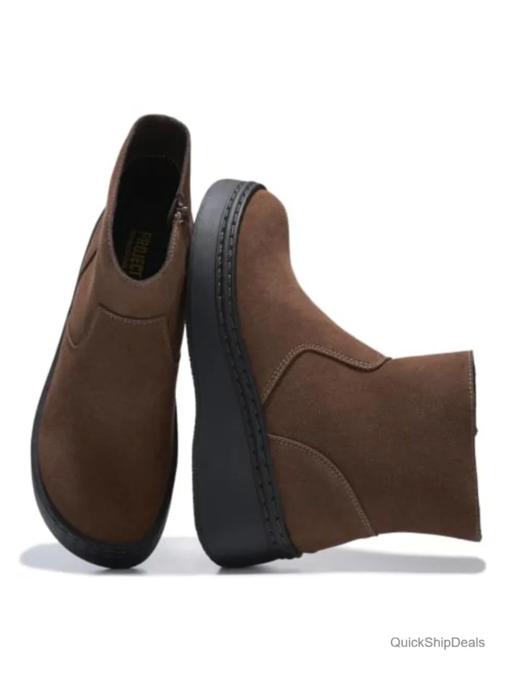 Genuine Leather Platform Ankle Boots for Women Chunky Combat Booties